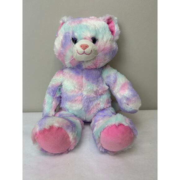 Build A Bear Pastel Swirl Kitty Cat 15" Pink Purple Blue Stuffie Stuffed Animal - Picture 1 of 8